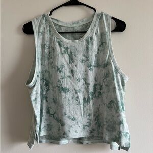 Lululemon Train to Be Tank Top, Rainstripe sheer cloud wash forest green